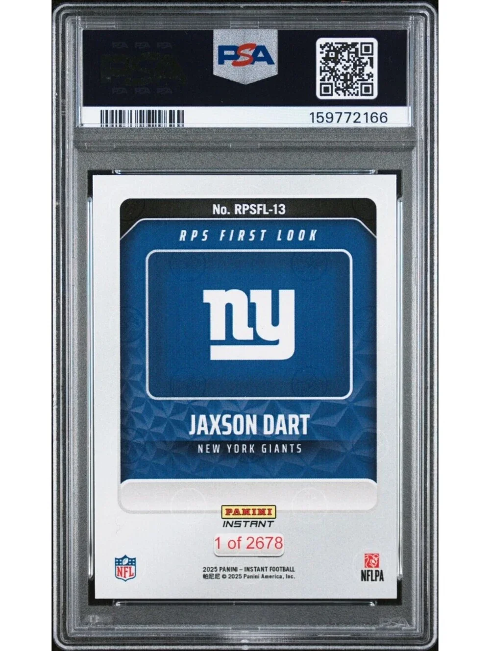 2025 Panini Instant RPS First Look  Jaxson Dart #RPSFL-13 Rookie (RC) PSA 9 Mint